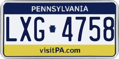 PA license plate LXG4758