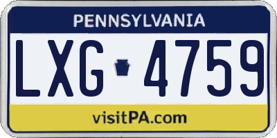 PA license plate LXG4759