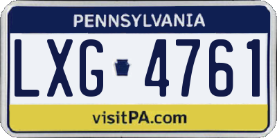 PA license plate LXG4761