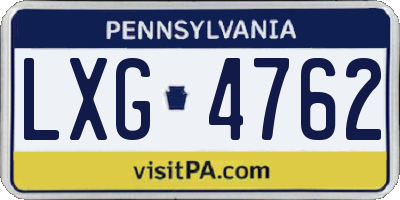 PA license plate LXG4762