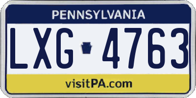 PA license plate LXG4763