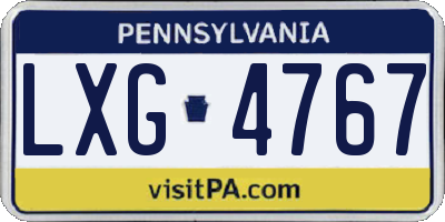 PA license plate LXG4767
