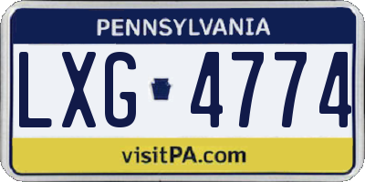 PA license plate LXG4774