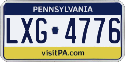 PA license plate LXG4776