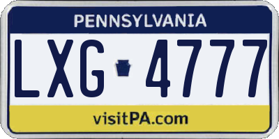 PA license plate LXG4777