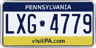 PA license plate LXG4779