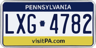 PA license plate LXG4782