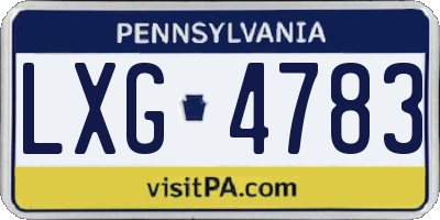 PA license plate LXG4783