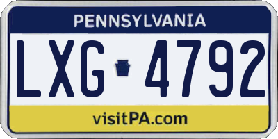 PA license plate LXG4792