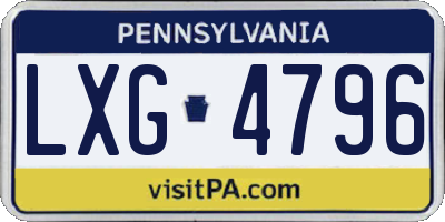 PA license plate LXG4796