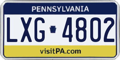 PA license plate LXG4802