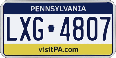 PA license plate LXG4807