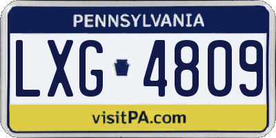 PA license plate LXG4809