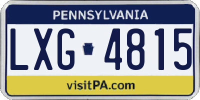 PA license plate LXG4815