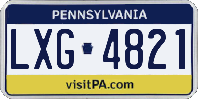 PA license plate LXG4821