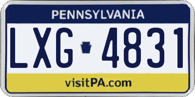 PA license plate LXG4831