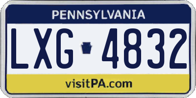 PA license plate LXG4832