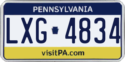 PA license plate LXG4834