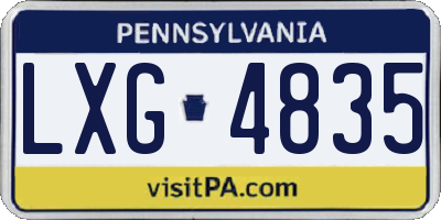 PA license plate LXG4835