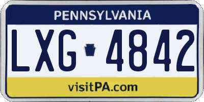 PA license plate LXG4842