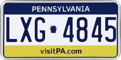 PA license plate LXG4845