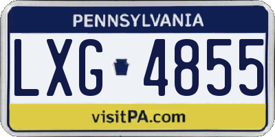 PA license plate LXG4855
