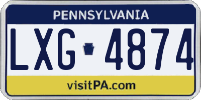 PA license plate LXG4874