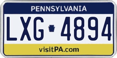 PA license plate LXG4894