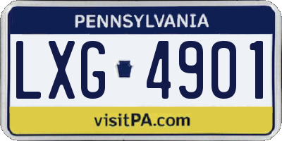 PA license plate LXG4901