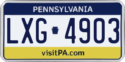 PA license plate LXG4903