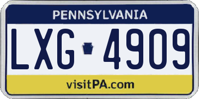 PA license plate LXG4909