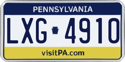 PA license plate LXG4910