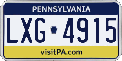 PA license plate LXG4915