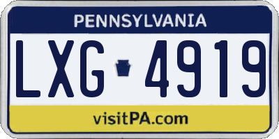 PA license plate LXG4919