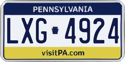 PA license plate LXG4924