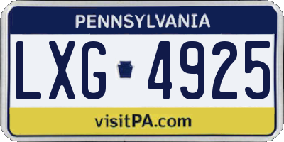 PA license plate LXG4925
