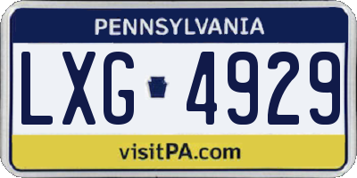 PA license plate LXG4929