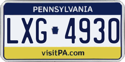 PA license plate LXG4930