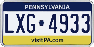 PA license plate LXG4933