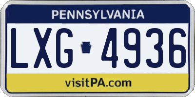 PA license plate LXG4936