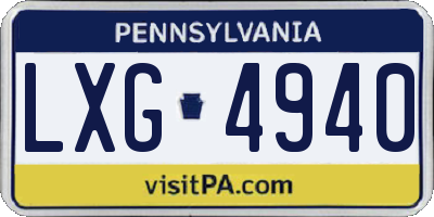 PA license plate LXG4940