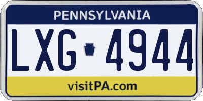 PA license plate LXG4944