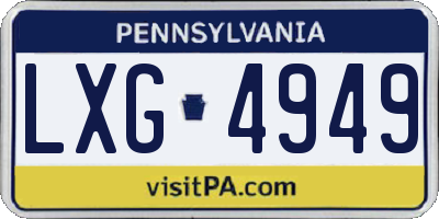 PA license plate LXG4949