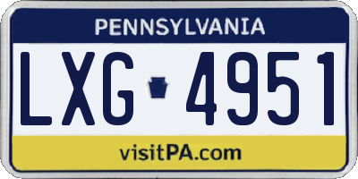 PA license plate LXG4951