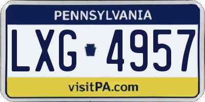 PA license plate LXG4957
