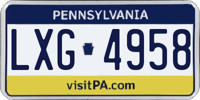 PA license plate LXG4958