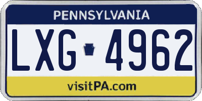 PA license plate LXG4962