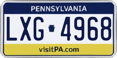 PA license plate LXG4968