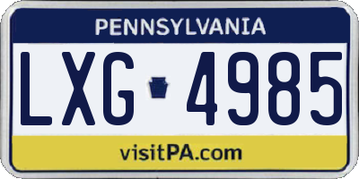 PA license plate LXG4985