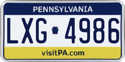 PA license plate LXG4986